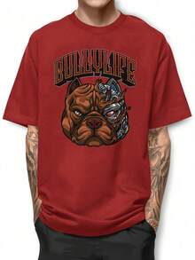 Pitbull Bullylife Basic T-Shirt 100% Cotton Shirt GPJ1 - 紅色 - 查看 1