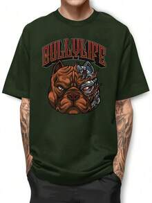 Pitbull Bullylife Basic T-Shirt 100% Cotton Shirt GPJ1 - 軍綠色 - 查看 1