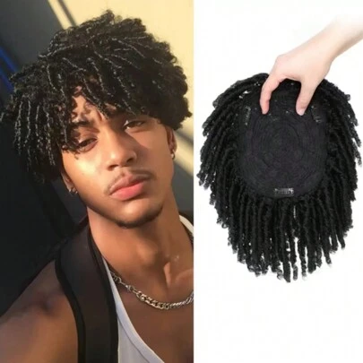 Synthetic Dreadlock Hair Topper 6 Inch Short Locs Topper Synthetic Dreadlocks Hair Pieces For Men And Women