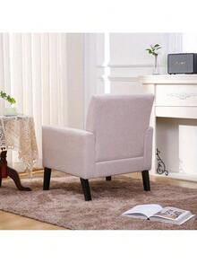 Fabric Accent Chair For Living Room, Bedroom Button Tufted Upholstered Comfy Reading Accent Chairs Sofa (Beige) - 泡沫+米色+布料 - 查看 4
