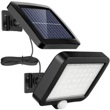 Éclairage solaire extérieur, 56 LED éclairage solaire extérieur avec détecteur de mouvement, étanche, angle d'éclairage de 120°, applique murale solaire pour jardin avec câble de 5 m