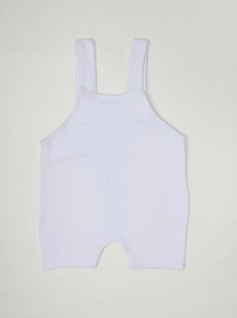 1 Piece Baby Girl Dungarees In Suedine With Fun Prints 100% Cotton - trắng - Xem 2