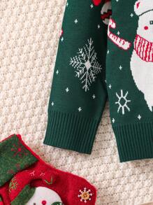Áo len đan họa tiết Giáng sinh hoạt hình cho bé trai, mùa thu và đông - màu xanh lá - Xem 6