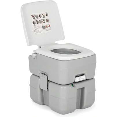 20L Portable Toilet, Mobile Toilet Up To 200kg With Water Tank, Water Level Indicator, Pressurized Piston Pumps, Drain Pipe, Camping Toilet Leak-Proof For Camping Fishing Hiking
