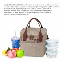 Borsa a mano e a tracolla con grande capacità, borsa termica e impermeabile per picnic/pranzo, con doppio strato per conservazione degli alimenti, adatta per donna, insegnante, campeggio, pranzo a scuola, box bento, in cucina, borsa termica da viaggio per donna, accessori per la scuola