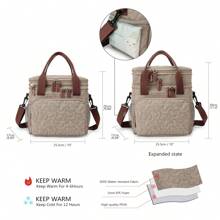 Borsa a mano e a tracolla con grande capacità, borsa termica e impermeabile per picnic/pranzo, con doppio strato per conservazione degli alimenti, adatta per donna, insegnante, campeggio, pranzo a scuola, box bento, in cucina, borsa termica da viaggio per donna, accessori per la scuola