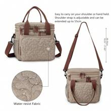 Borsa a mano e a tracolla con grande capacità, borsa termica e impermeabile per picnic/pranzo, con doppio strato per conservazione degli alimenti, adatta per donna, insegnante, campeggio, pranzo a scuola, box bento, in cucina, borsa termica da viaggio per donna, accessori per la scuola