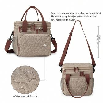 תיק יד וכתף בעל קיבולת גדולה, מבודד תרמי ועמיד למים פיקניק/שקית ארוחת צהריים, שכבה כפולה לשימור מזון קופסת אוכל שקית אוכל מורים בבית ספר נשים קמפינג חזרה לבית הספר תיק קירור כיתת בנטו מטבח מבודד תיק אוכל נסיעות לאישה תיק אוכל לנשים אביזרי ציוד לבית ספר לנשים