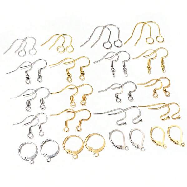 50-100 piezas Ganchos de acero inoxidable para pendientes DIY, cierres, accesorios para hacer joyas a mano, accesorios para aretes