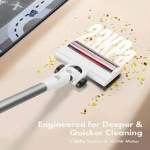Homeika Cordless Vacuum Cleaner, 300W 23KPa Powerful Suction Vacuum With LED Display, 3 Suction, 48mins Runtime, Lightweight Stick Cleaner With Sofa Brush For Hard Floor/Carpet/Pet Hair/Car - 白色 - 查看 2