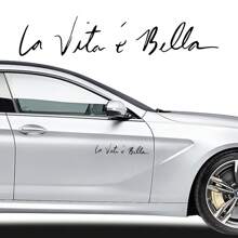 2 件 40x8cm 汽车贴纸 La Vita E Bella 字母贴花乙烯基贴花时尚创意汽车全身头部造型贴纸汽车改装配件通用适用于奥迪宝马起亚比亚迪 Aion Aiways 大众雷诺达契亚菲亚特 - 均碼 - 查看 2