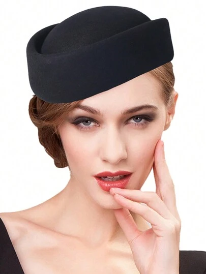 HIMESPORT Wool Felt Small Top Pillbox Hats For Ladies Women Church Hat Elegant Millinery Vintage Beret Wedding Bride Tea Party Dress Cocktail Winter Cap