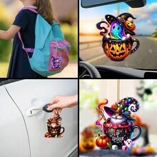 1 Ornamento festivo de fiesta, cartel de pared para el hogar y jardín, llavero colgante para mochila, Casa de dulces, Chocolate caliente, Fantasma