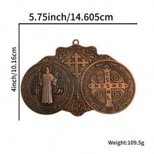 BONITTER EXTRA GROTE 5,7X4 INCH ST BENEDICT CROSS MEDAILLE VINTAGE MESSING TOON AFWERKING VOOR WAND OF BUREAU DISPLAY/MEDALLA DE SAN BENITO