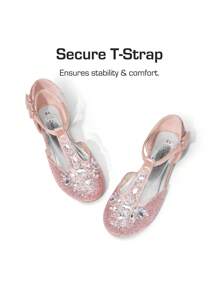 Girls Flats Mary Jane Dress Shoes Flower Girls Dress Flats With Pearl T-Strap Wedding Party School Princess Flats For Toddler Little Big Kid - 粉色 - 查看 5