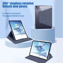 360° Rotation Case Compatible With  IPad Case Air 1 2 3 4 5 Pro 11 6th 7th 8th 9th Gen Case Cover With Pencil Holder Folding Stand Acrylic Transparent - Grey - View 25
