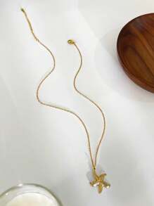 Monlansher 1 pezzo Collana donna in acciaio inossidabile con pendente a forma di stella marina e spirale, dal design semplice e alla moda, di alta qualità, durevole e versatile per uso quotidiano