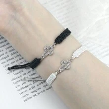 1pc New Fashion Crystal Cross Pendant Bracelet Women Men Handmade Adjustable Charm Braided Bracelets For Friend Jewelry Gift