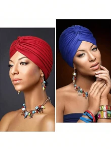 Awegeo 1/2/3/6pcs Women's Solid-Color Multi-Functional Headwear Set - Adjustable Turban-Style Bonnet With Breathable Lining For Hair Protection & All-Day Comfort, Premium Jersey Knit Stretch Fabric For Secure Fit