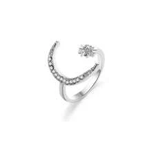 1pc Crescent Moon Opening Adjustable Ring, Personality Star & Moon Index Finger Ring