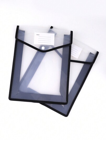 1pc/2pcs Large Capacity A4 File Folder, Thick Waterproof Document Bags With Transparent Button Closure, Document/Student Portfolio,Back To School,School Supplies