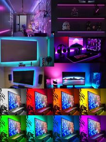 1 Roll 5050 RGB LED TV Smart Strip Lights - Flexible, Adhesive, Color-Changing, Dimmable, Waterproof - Perfect For TV Background, Game Room, Christmas, Holiday Party, Valentine's Day Decorations And Ambient Lighting