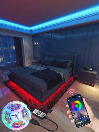 1 Roll 5050 RGB LED TV Smart Strip Lights - Flexible, Adhesive, Color-Changing, Dimmable, Waterproof - Perfect For TV Background, Game Room, Christmas, Holiday Party, Valentine's Day Decorations And Ambient Lighting