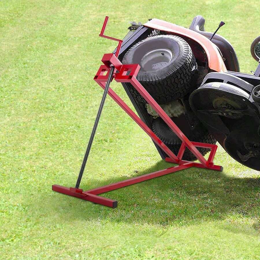 Lawn Tractor Lifting Device, Lawn Mower Lift 400 Kg, Tipping Device Ride-On Mower, Telescopic Garden Lawn Mower Jack Lifter, 11.5-77cm Continuously Adjustable, Red - 紅色 - 查看 1