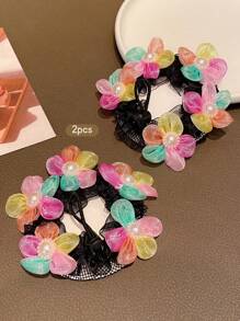 2 piezas Red de pelo para danza de moda, herramienta de peinado de ballet, accesorios para el cabello - Multicolor - Ver 4