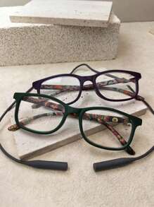 1/2 件优雅花卉图案树脂全框眼镜，防蓝光，适合老年人，女士眼镜配件 - 彩色 - 查看 16