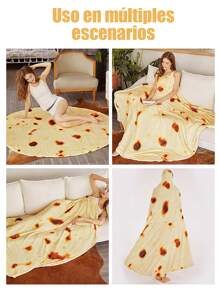 HogarAcogedor Manta de tortilla, manta gigante de tortilla de harina Burritos, manta de tortilla para adultos, manta divertida para adultos, manta gigante redonda de comida para cama, sofá, manta de tortilla novedosa para su familia, manta de franela suave y cómoda para tacos