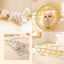 1pc Foldable S-Shaped Cat Tunnel Toy With Spring, Mouse Tunnel With Ball And Crinkle Sound, Interactive Outdoor Cat Toy - Multicolor - View 10