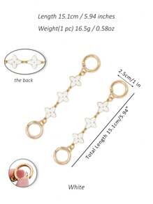 1 件钱包链延长器包带延长器钱包带延长替换件适用于女士、女孩钱包包制作用品可翻转配件（幸运四叶草、白色、粉色、红色） - 白色 - 查看 4