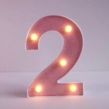 1pc Shiny Pink LED Letter Light, English Alphabet & Number Night Light, Battery Powered, Warm Glow, For Home Decor, Wall Decor, Kitchen Decor, Game Room Decor, Party Decor, Birthday Party, Outdoor Decor, Wedding Decor, Bedroom, Study, Graduation Party, Camping Decor