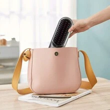 Portable Mini Wireless Hair Straightener, USB Rechargeable Straightening Brush, Negative Ion Protecting Hair, 2-In-1 Straightener & Curler - Grey - View 7