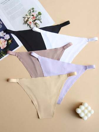 5 Packs Women's BIkini Seamless Comfort Panties: Soft & Breathable Underwear Set Hollow Out Panties, Sexy Low Waist Intimates Panties