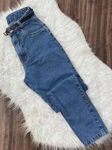 Women Jeans - 中等水洗藍 - 查看 2