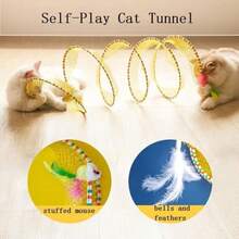 1pc Foldable S-Shaped Cat Tunnel Toy With Spring, Mouse Tunnel With Ball And Crinkle Sound, Interactive Outdoor Cat Toy - Multicolor - View 4