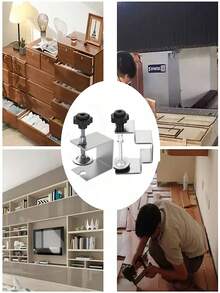 8pcs Stainless Steel Kitchen Cabinet Drawer Clips, Adjustable Cabinet Hardware Fasteners, Portable Front Drawer Woodworking Clips For Cabinet Frame Installation - Silver - View 6