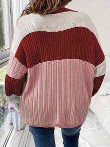 1. Suéter de lana con botones delanteros de talla grande
2. Suéter de punto de manga larga con bloque de color y cuello en V casual para mujer
3. Suéteres de punto de talla grande para mujer, otoño e invierno