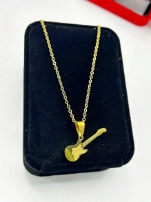 Women's Stainless Steel Gold Plated Guitar Necklace - 金色 - 查看 4