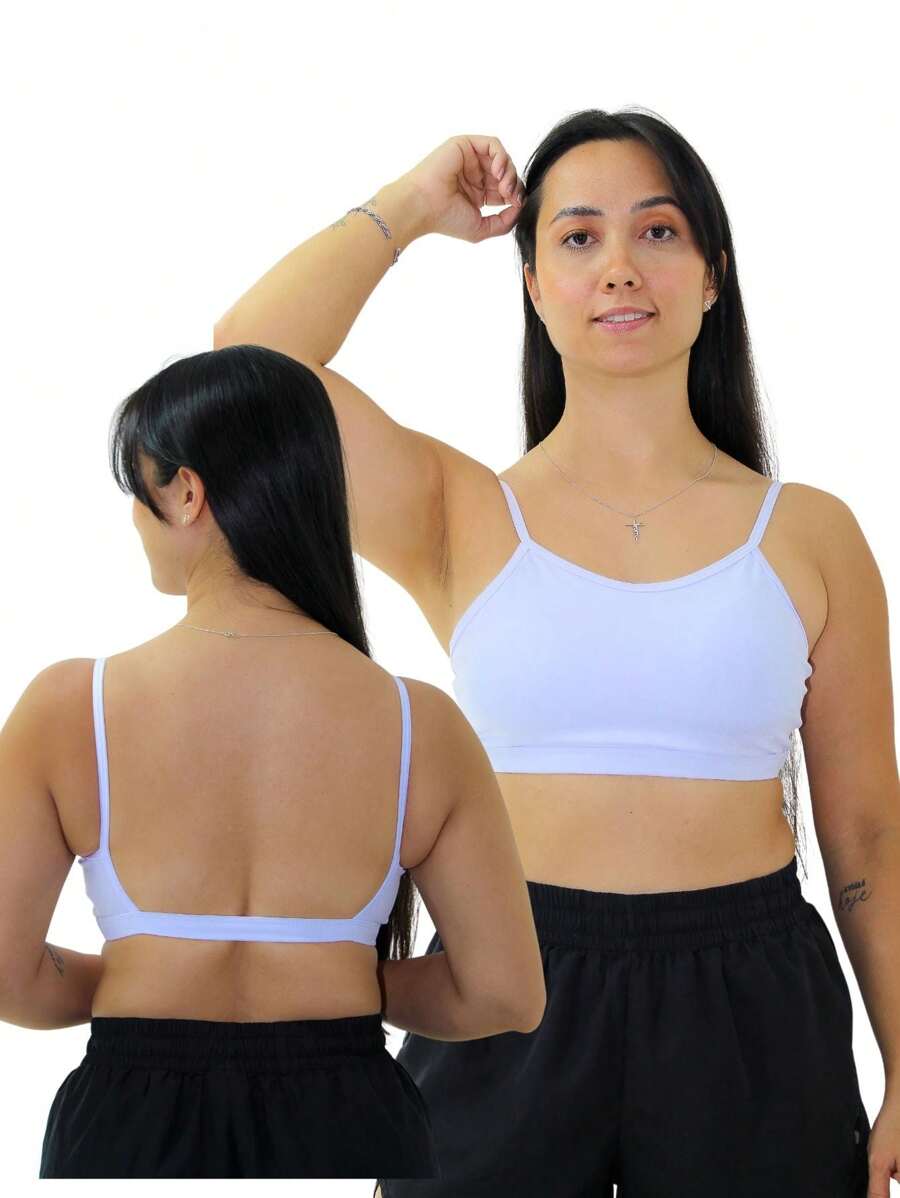 Top Alcinha Open Back Fitness Academia - 白色 - 查看 1