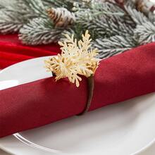 1pc Christmas Napkin Ring, Faux Pine Needle Napkin Holder, Wooden Napkin Rings, Home Decor Napkin Rings - Multicolor - View 5