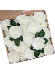 10/25 peças Flores artificiais multicoloridas, espuma de marfim de cor verdadeira, rosas falsas com hastes, buquê de casamento faça você mesmo, arranjo central de chá de panela multicolorido, decoração de mesa de festa, embalagem de saco OPP (excluindo caixa), dia dos namorados, presente - Multicolorido - Ver 26
