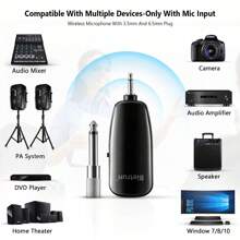 Wireless Microphone Headset, UHF Wireless Headset Mic System, 160 Ft Range, Headset Mic And Handheld Mic 2 In 1, 1/8''&1/4'' Plug, For Speakers, Voice Amplifier, Pa System(Incompatible Phone, Laptop) - màu đen - Xem 2