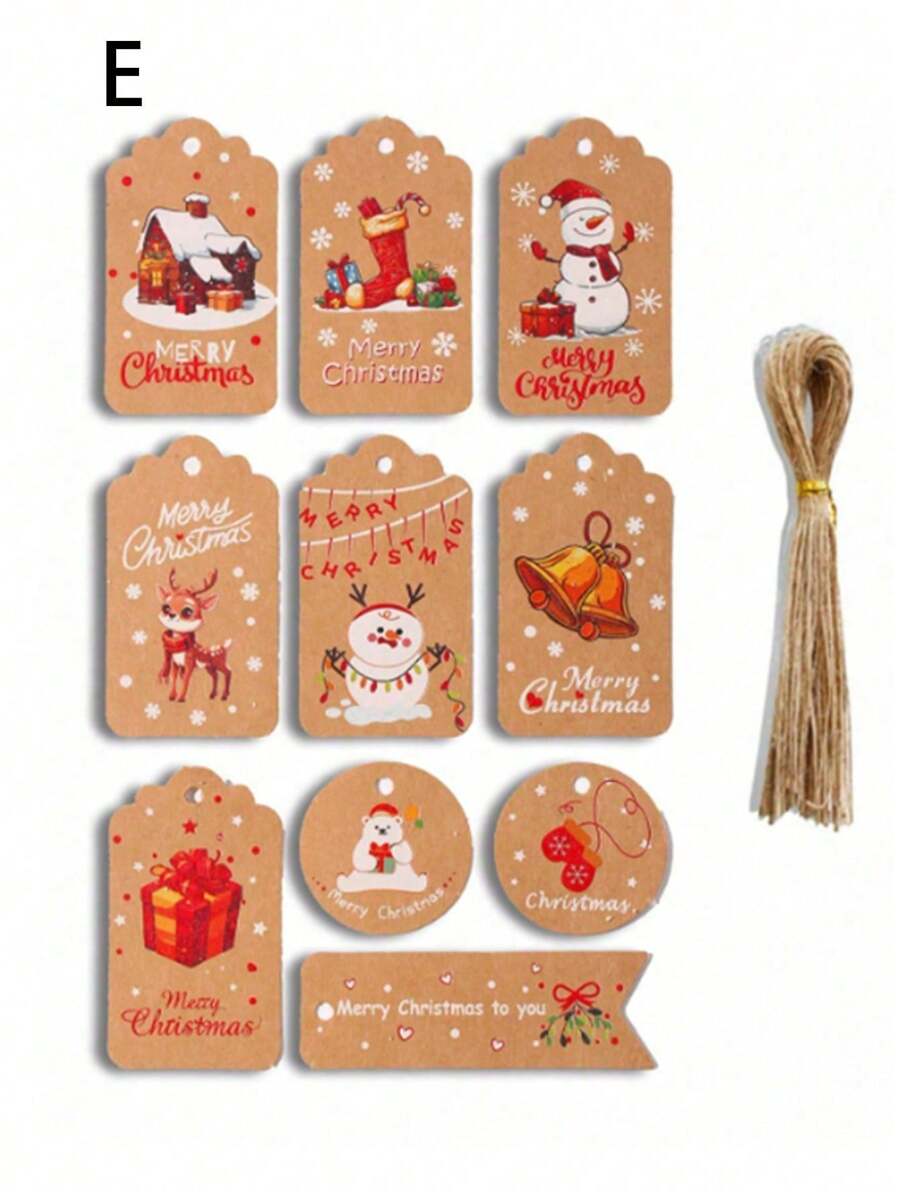 50pcs/100pcs/Pack Christmas Party Gift Box Decoration Tags Cards,Christmas Valentine Day - Multicolor - View 1
