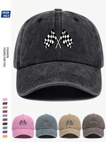 Classic Racing Checkered Flag Printed Baseball Cap - Black And White Checkered Flag Baseball Hat For Men And Women, Off-Road Car/Motorcycle Sports Cap, Ideal Gift For Friends And Family, Suitable For Casual, Entertainment, Holiday, Car/Motorcycle Racing Events Halloween
