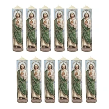 Paquete de 12 Mini Cirios De Cera Decorados "sanjudas" Para Recuerdos o Decoración - Blanco - Ver 2