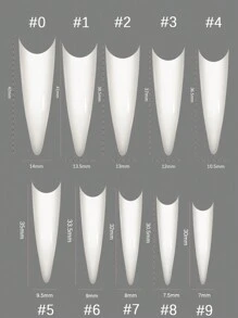 500 piezas/bolsa Puntas de uñas acrílicas de estilo stiletto y ataúd para práctica, cápsulas de uñas artificiales falsas suaves de gel de cobertura completa, herramienta de manicura de uñas postizas