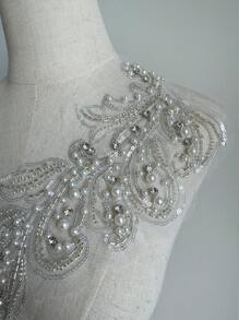 1 Pc Of Beaded Lace Lace Lace, Coffee Colored Diamond Sequins, Lace Stickers, Decorative Clothing, Dance Skirts, DIY Sewing Crafts, Home Decoration Accessories - White - View 9